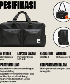 Go Trip 3 Way Travel Bag - Black - Image 8